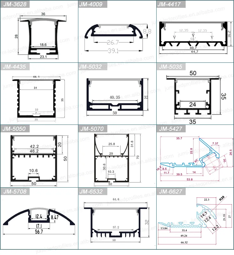 12mm PCB Width Recess Aluminum Profile Extrusions for LED Strip Light