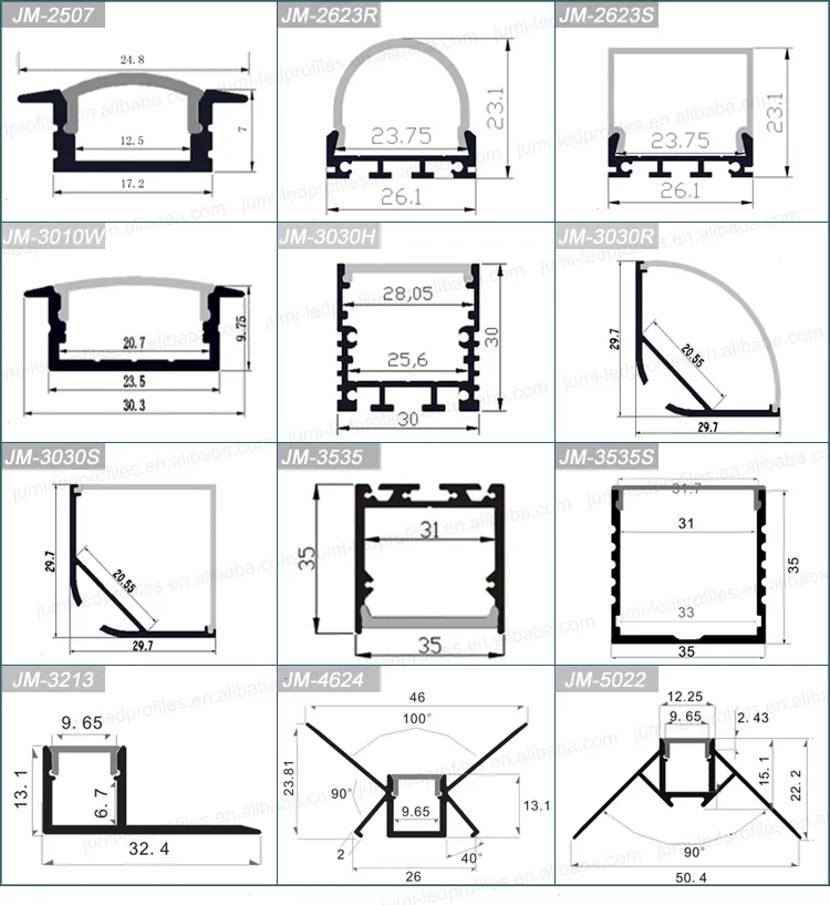 12mm PCB Width Recess Aluminum Profile Extrusions for LED Strip Light