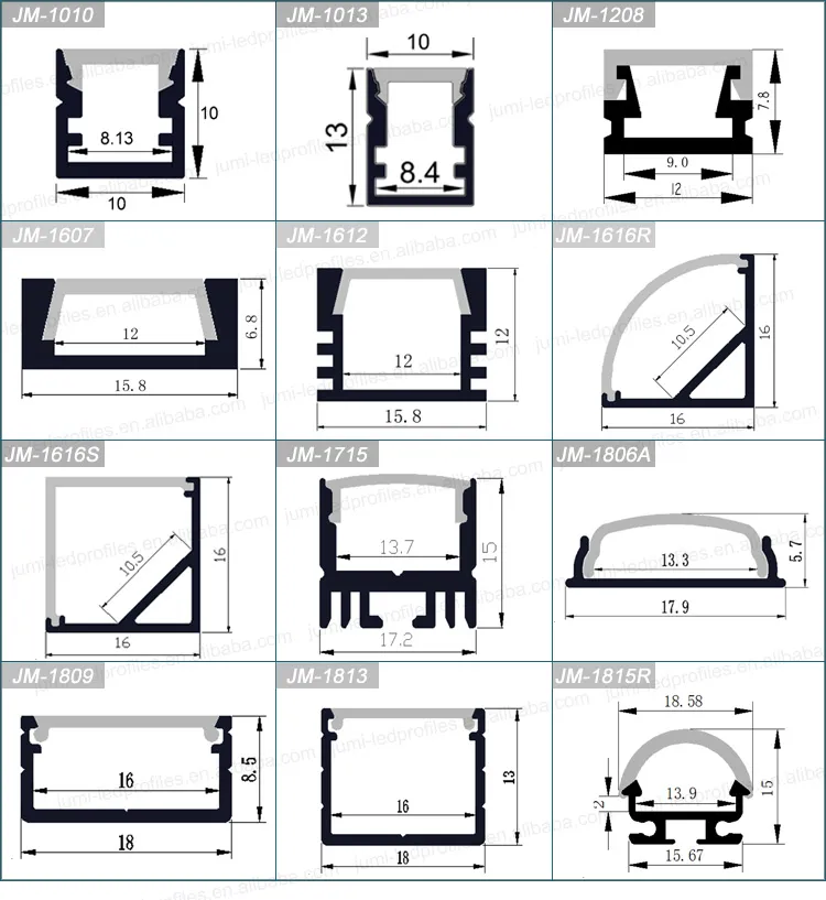 12mm PCB Width Recess Aluminum Profile Extrusions for LED Strip Light