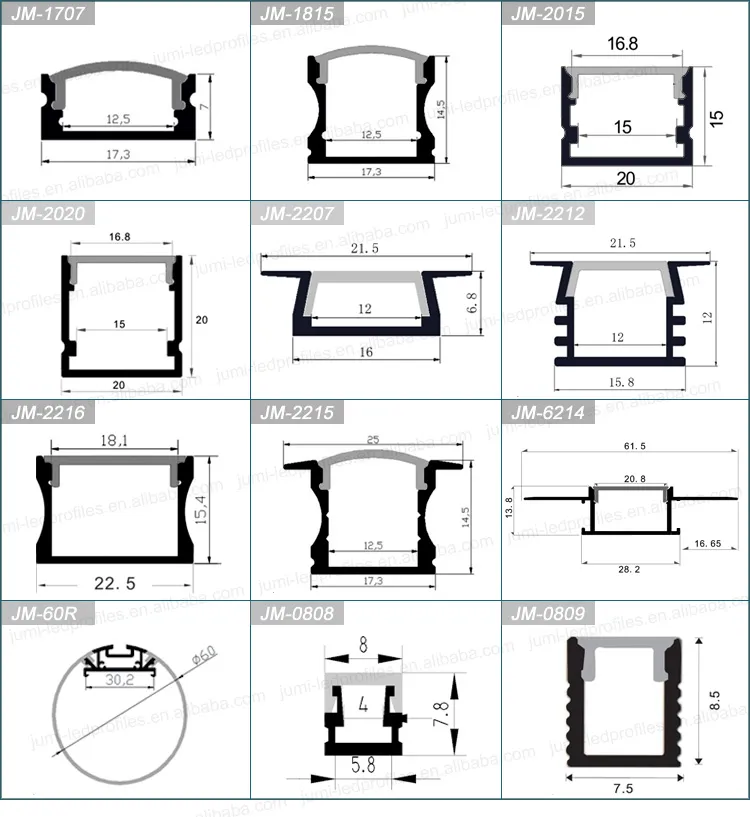 12mm PCB Width Recess Aluminum Profile Extrusions for LED Strip Light