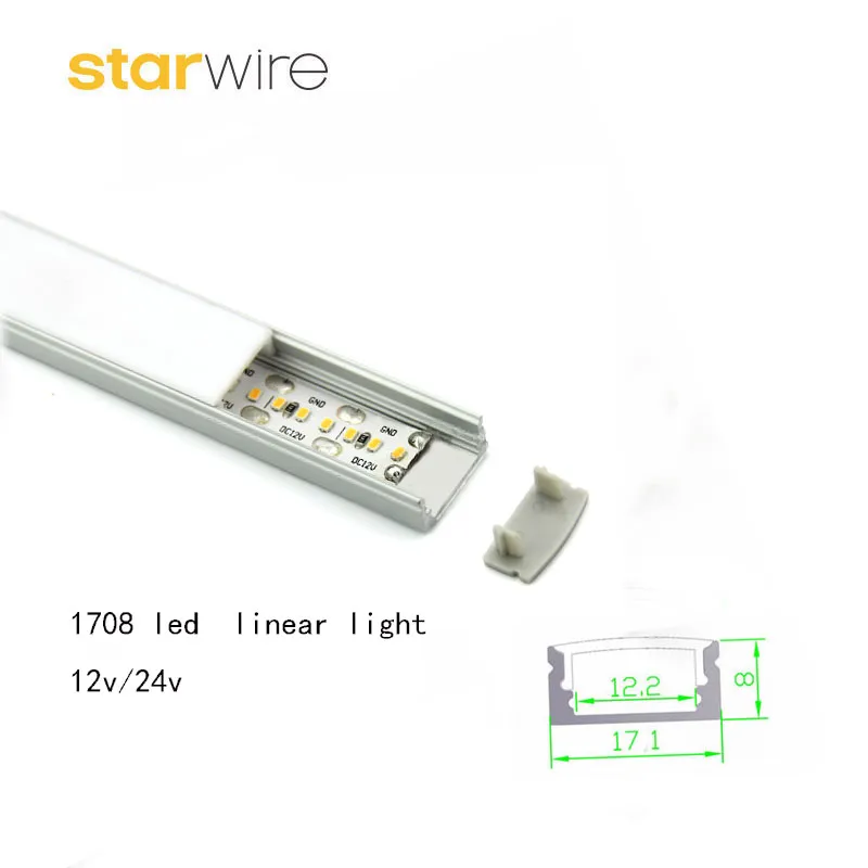 12V/24V 1708 Anodized 17mm Width LED Linear Light, Aluminum LED Channel