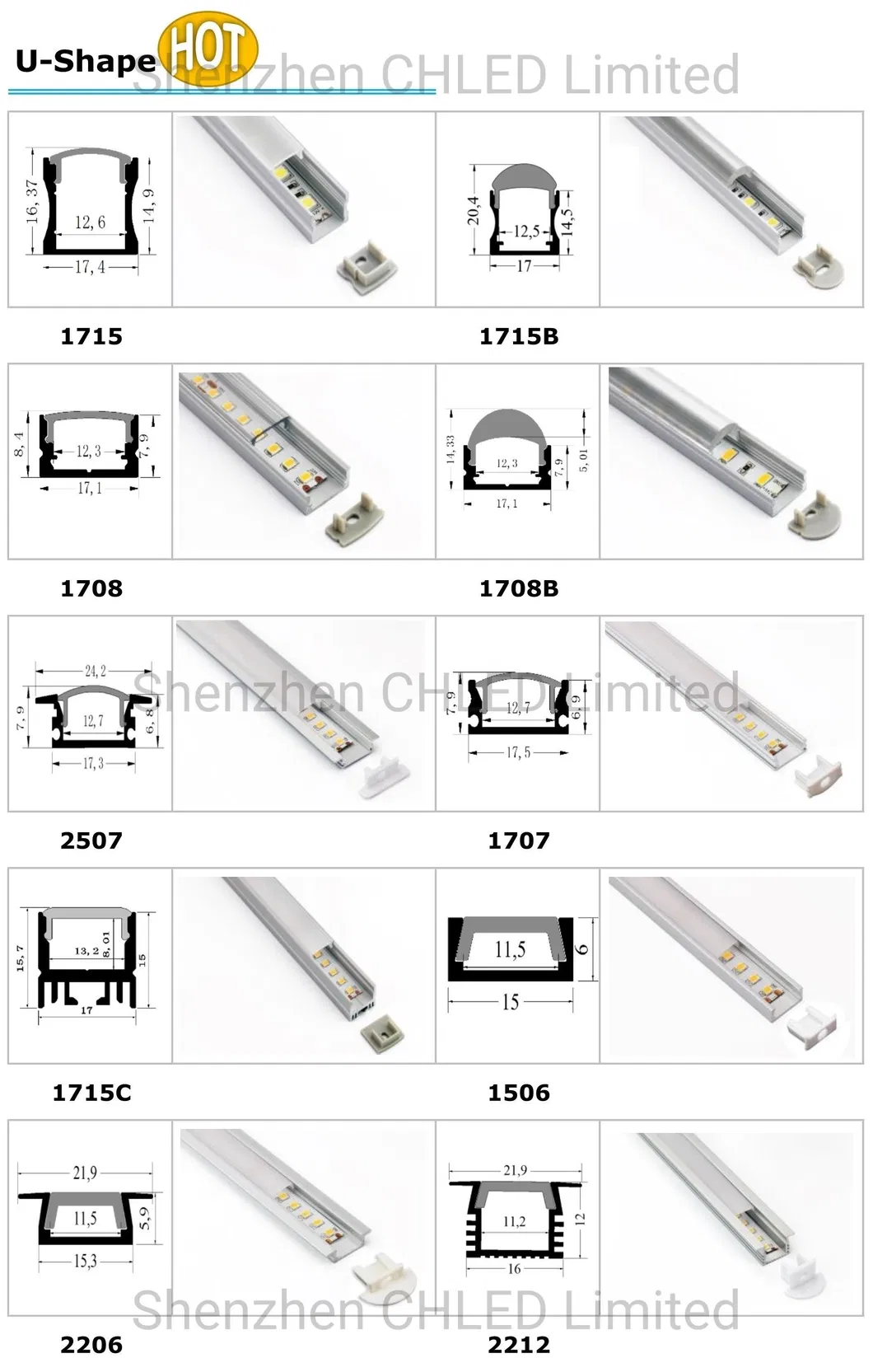 12V Aluminium Aluminum Profile 5730 72LEDs/M 18W LED Cabinet Linear Rigid Light Bar