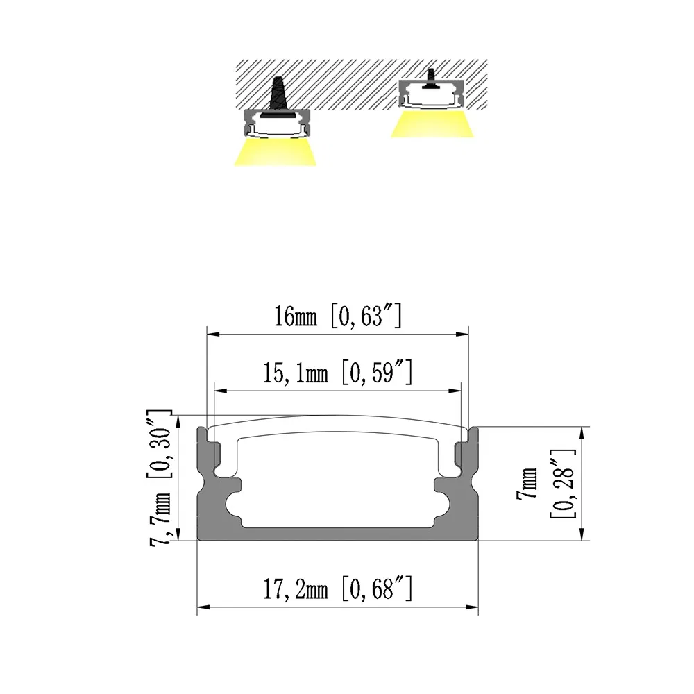 1707 Competitive Price U Shape Profile Aluminum LED Channel Letter Signs for LED Strip Profile